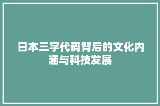 日本三字代码背后的文化内涵与科技发展
