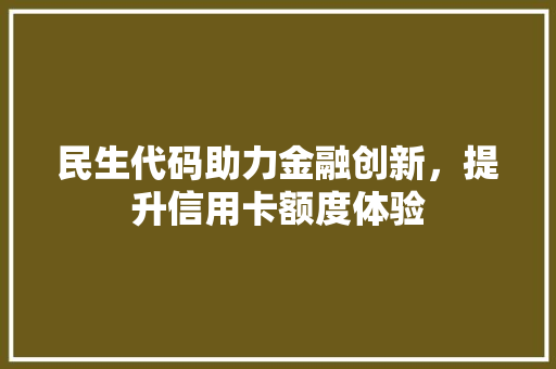 民生代码助力金融创新，提升信用卡额度体验