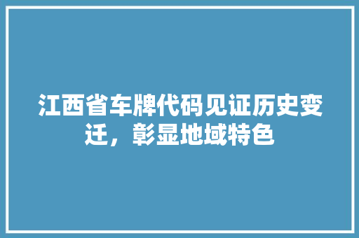 江西省车牌代码见证历史变迁，彰显地域特色