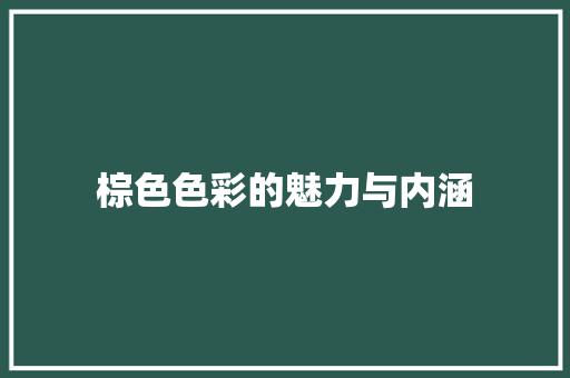 棕色色彩的魅力与内涵
