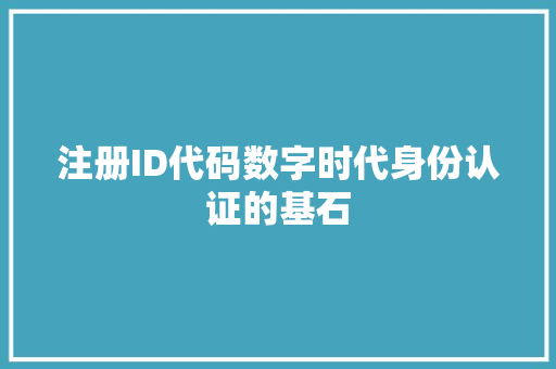 注册ID代码数字时代身份认证的基石