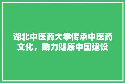 湖北中医药大学传承中医药文化，助力健康中国建设