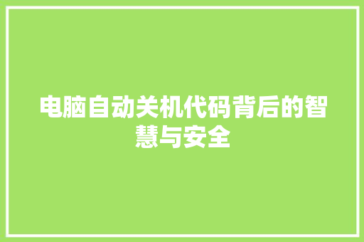 电脑自动关机代码背后的智慧与安全
