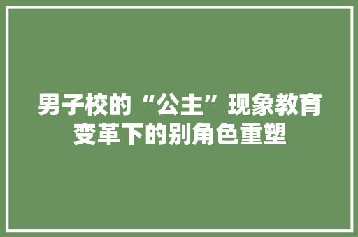 男子校的“公主”现象教育变革下的别角色重塑