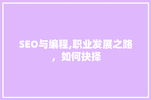 SEO与编程,职业发展之路，如何抉择
