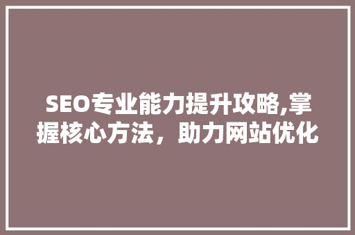 SEO专业能力提升攻略,掌握核心方法，助力网站优化