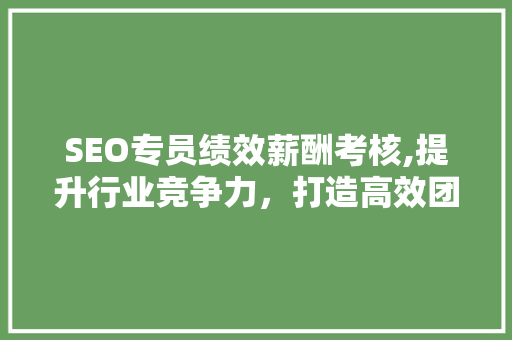 SEO专员绩效薪酬考核,提升行业竞争力，打造高效团队
