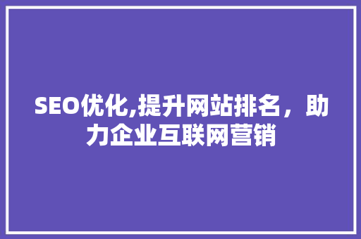 SEO优化,提升网站排名，助力企业互联网营销  第1张