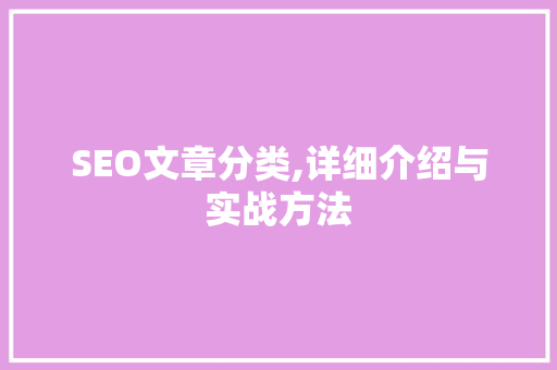 SEO文章分类,详细介绍与实战方法