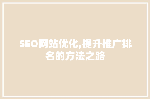 SEO网站优化,提升推广排名的方法之路