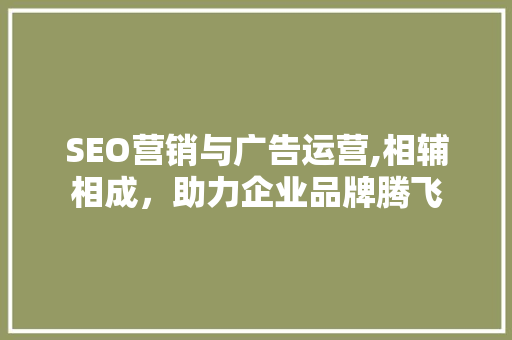 SEO营销与广告运营,相辅相成，助力企业品牌腾飞